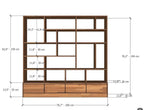 Custom Solid Beech Wood Wall Unit, Modern Library Shelving System, Handmade Large Bookcase
