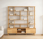 Custom Solid Beech Wood Wall Unit Modern Shelving System Handmade Large Bookcase Storage