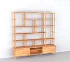 Custom Solid Beech Wood Wall Unit Modern Shelving System Handmade Large Bookcase Storage