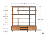 Custom Solid Beech Wood Wall Unit Modern Shelving System Handmade Large Bookcase Storage
