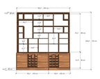 Solid Beech Wood Wall Unit, Custom Modern Library Shelving System, Wine Rack Storage
