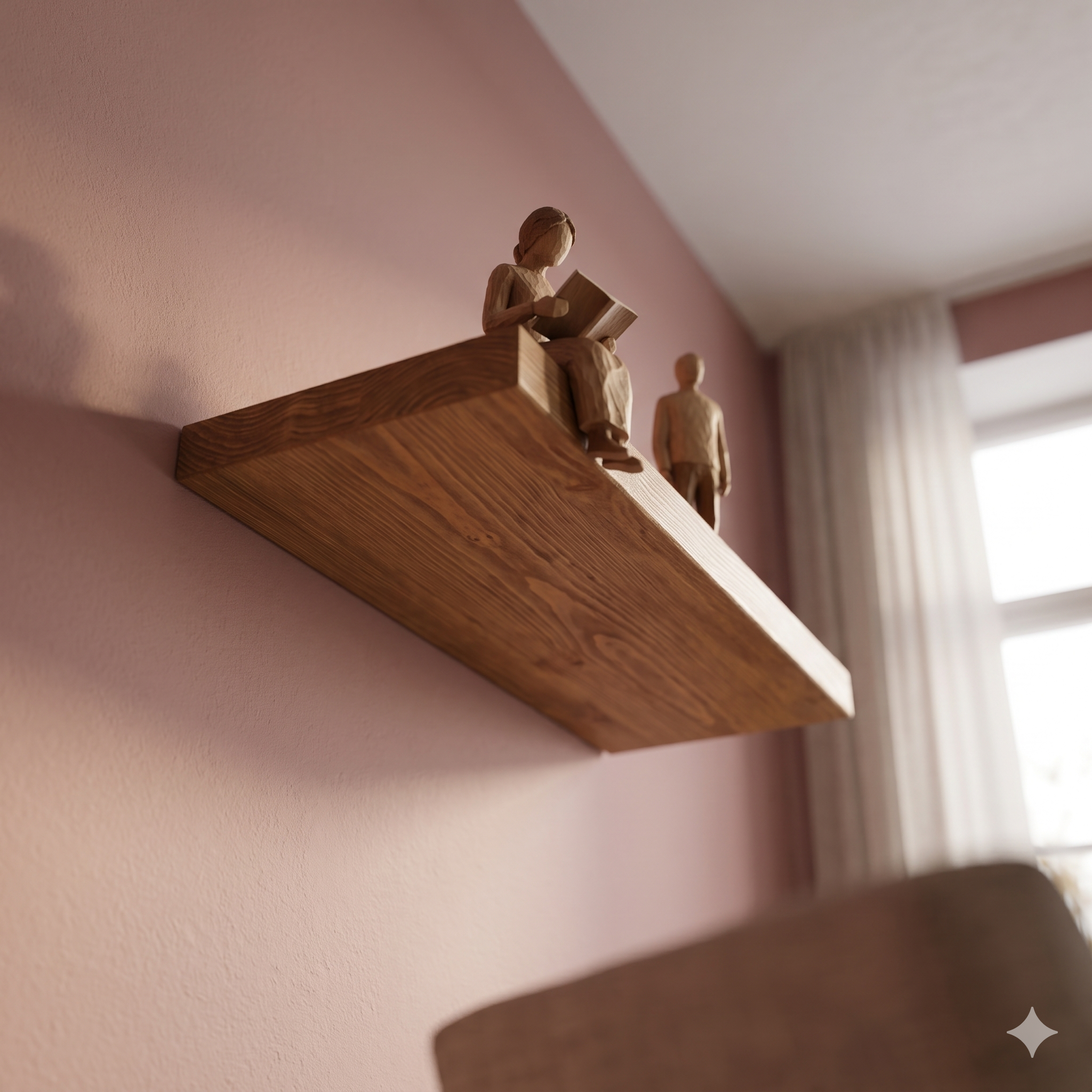 Solid Pine Wood Floating Shelf, Rustic Farmhouse Wall Decor, Non-Toxic Finish