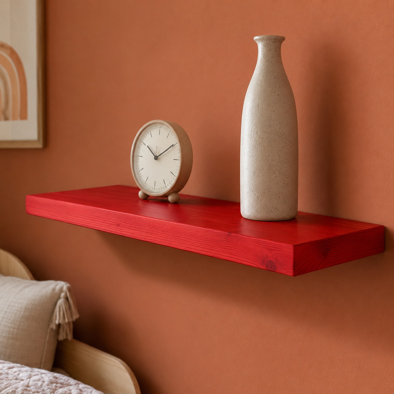 Natural Pine Floating Shelf, Handmade Wooden Wall , Rustic Farmhouse , Home Storage