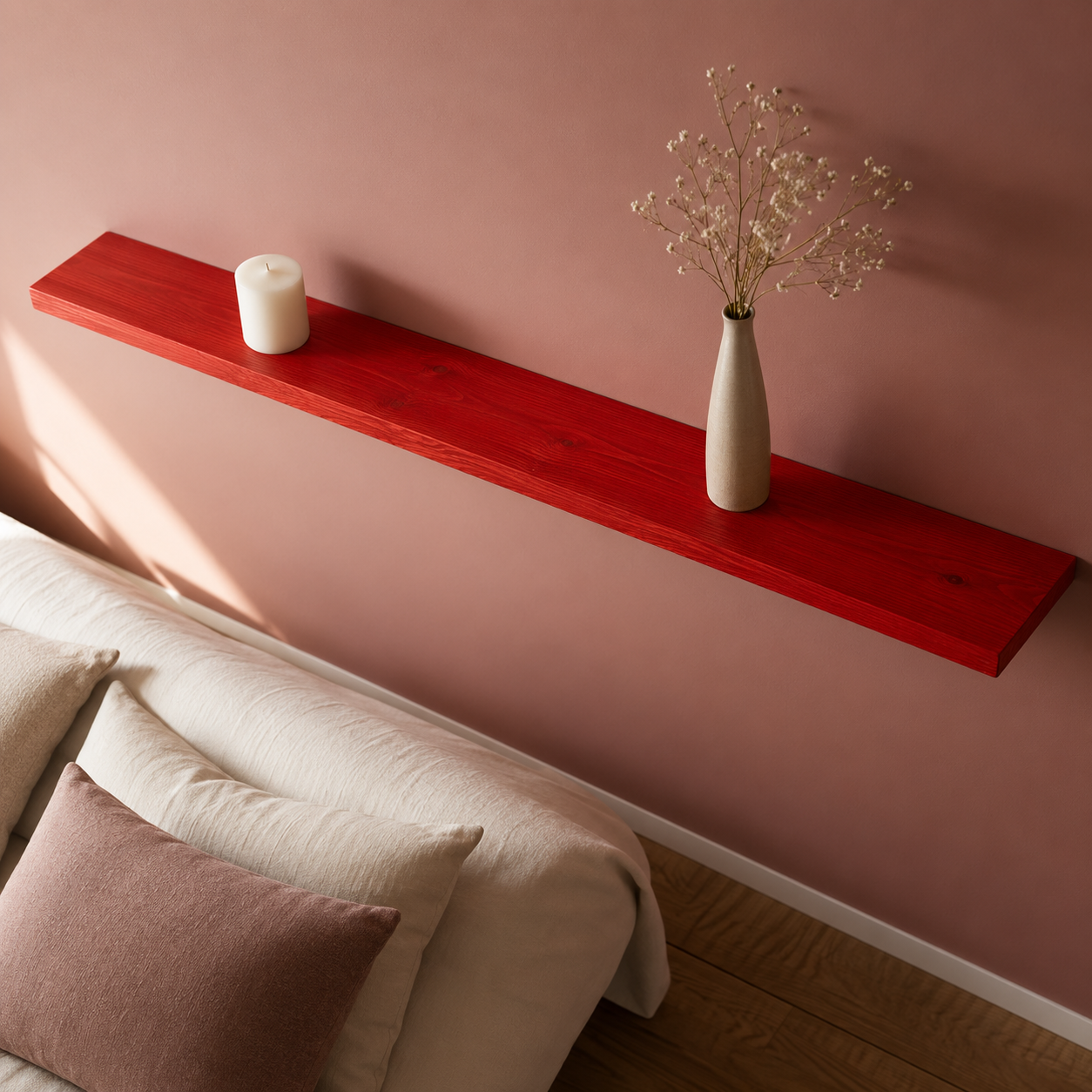Natural Pine Floating Shelf, Handmade Wooden Wall , Rustic Farmhouse , Home Storage