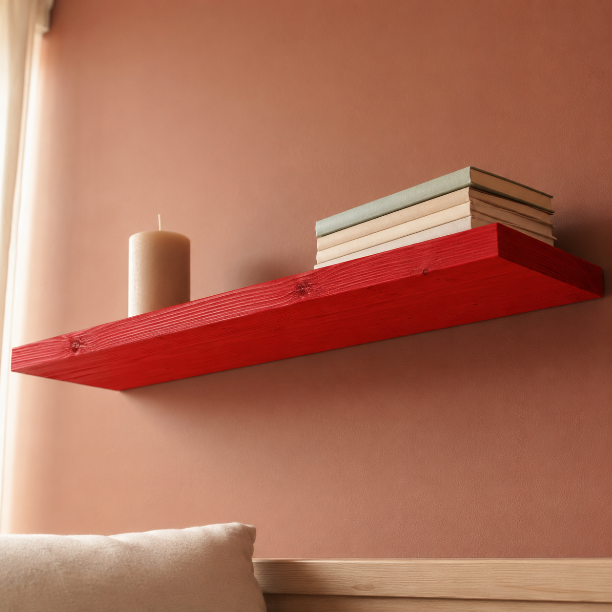 Natural Pine Floating Shelf, Handmade Wooden Wall , Rustic Farmhouse , Home Storage