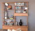 Solid Beech Wood Wall Unit: Customizable Bookcase TV Stand