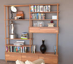 Solid Beech Wood Wall Unit: Customizable Bookcase TV Stand