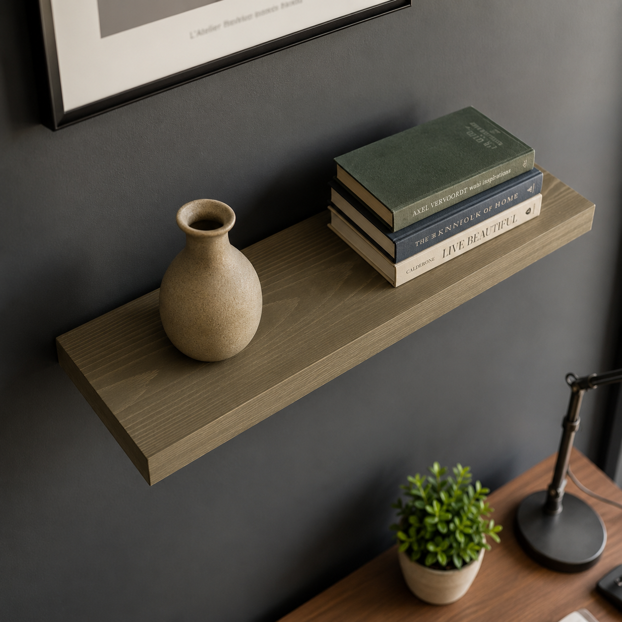 Solid Pine Wood Floating Shelf, Rustic Farmhouse Wall Decor, Non-Toxic Finish