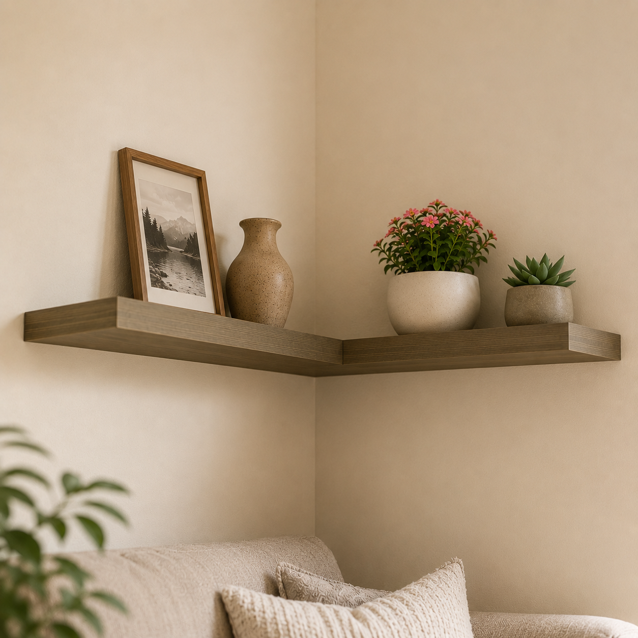 Solid Pine Wood Floating Shelf, Rustic Farmhouse Wall Decor, Non-Toxic Finish
