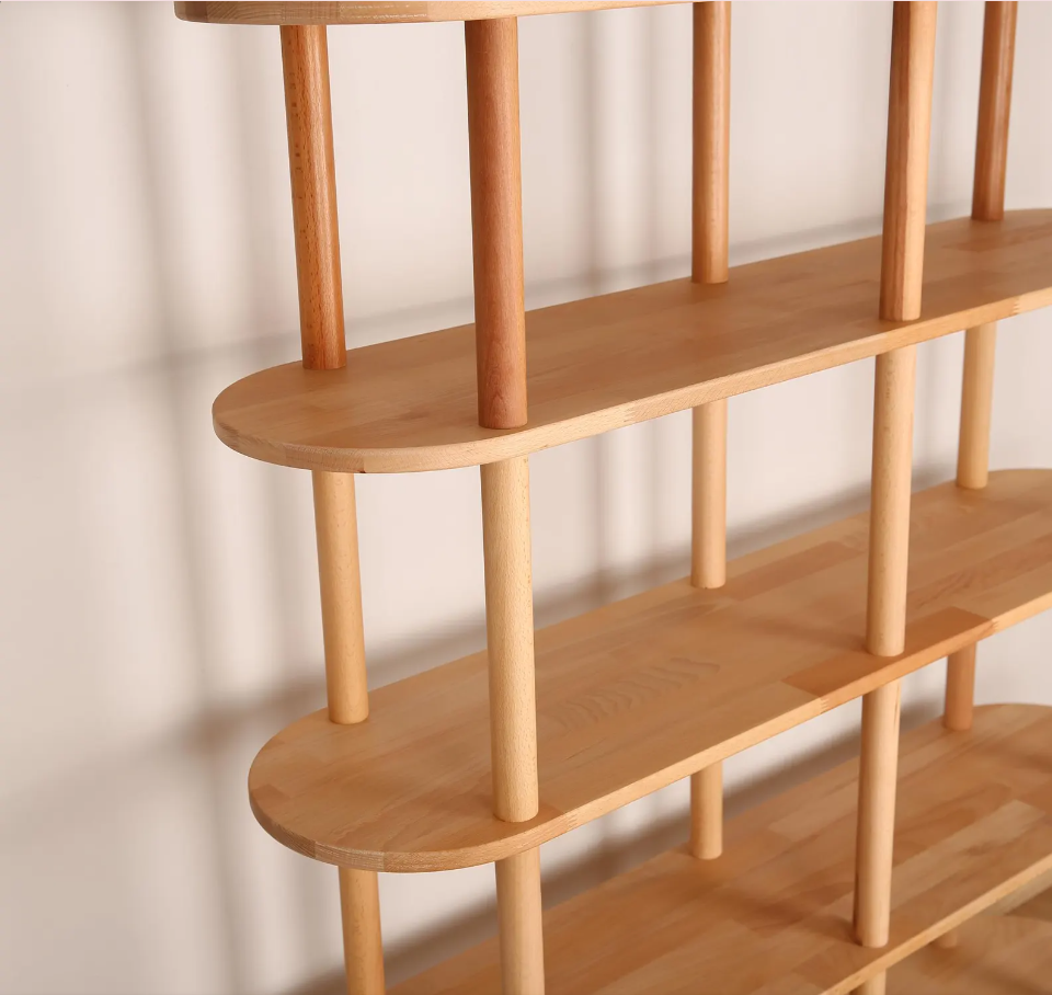 Modern Open Shelving Unit . Solid Wood Bookshelf
