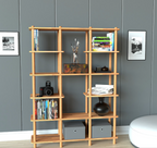 Solid Beech Wood Bookcase: 6-Shelf Farmhouse Design