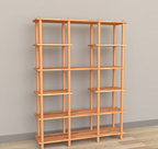 Solid Beech Wood Bookcase: 6-Shelf Farmhouse Design