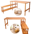 Small Apartment Desk with Shelves , Solid Beech Wood Home Office Desk