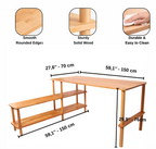 Small Apartment Desk with Shelves , Solid Beech Wood Home Office Desk
