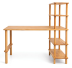 olid Wood Desk with Shelves , Bookshelf Writing Desk