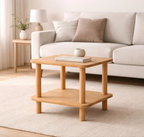 Small Space Solid Wood End Table – Minimalist Side Table with Shelf