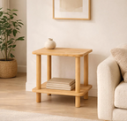 Small Space Solid Wood End Table – Minimalist Side Table with Shelf