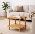 Small Space Solid Wood End Table – Minimalist Side Table with Shelf
