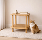 Small Space Solid Wood End Table – Minimalist Side Table with Shelf