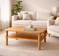 Handcrafted Beech Wood Coffee Table: Modern Square Sofa Table