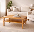Handcrafted Beech Wood Coffee Table: Modern Square Sofa Table