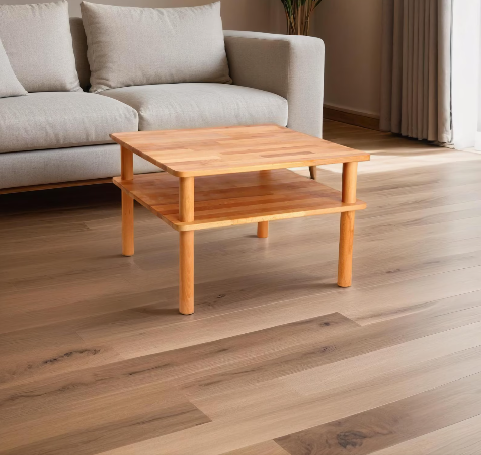 Handcrafted Beech Wood Coffee Table: Modern Square Sofa Table