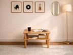 Handcrafted Beech Wood Coffee Table: Modern Square Sofa Table