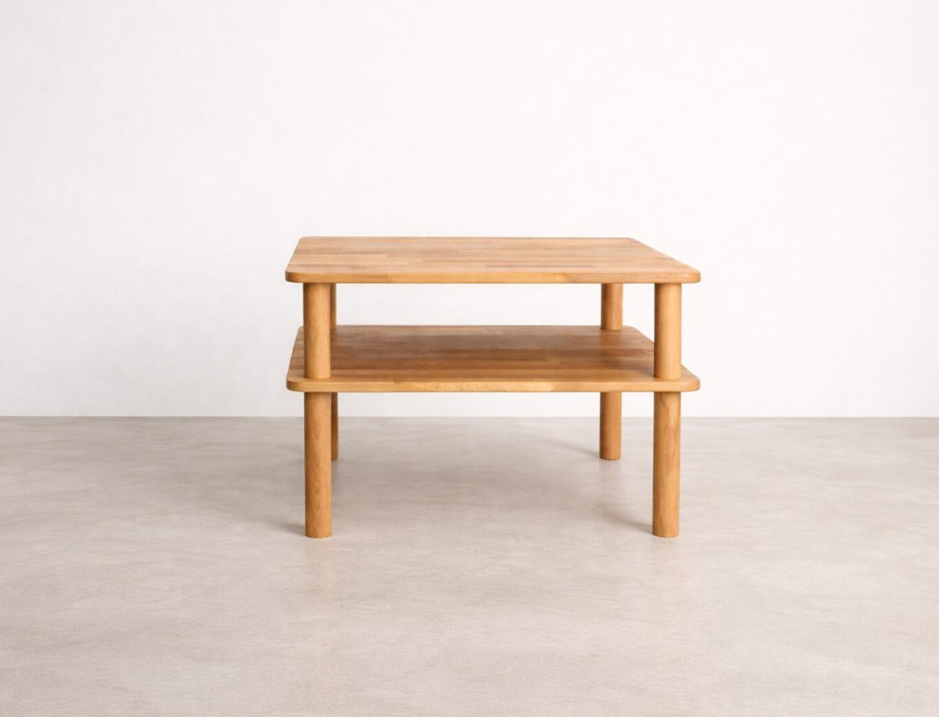 Handcrafted Beech Wood Coffee Table: Modern Square Sofa Table