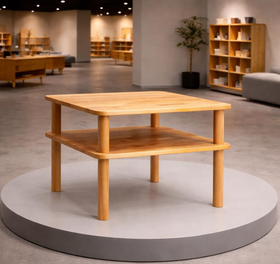 Handcrafted Beech Wood Coffee Table: Modern Square Sofa Table
