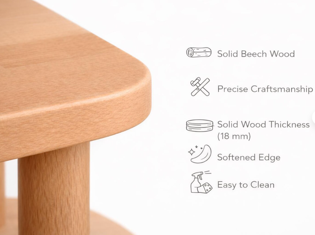 Handcrafted Beech Wood Coffee Table: Modern Square Sofa Table