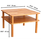 Handcrafted Beech Wood Coffee Table: Modern Square Sofa Table