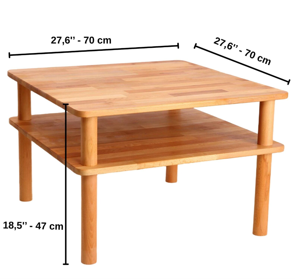 Handcrafted Beech Wood Coffee Table: Modern Square Sofa Table