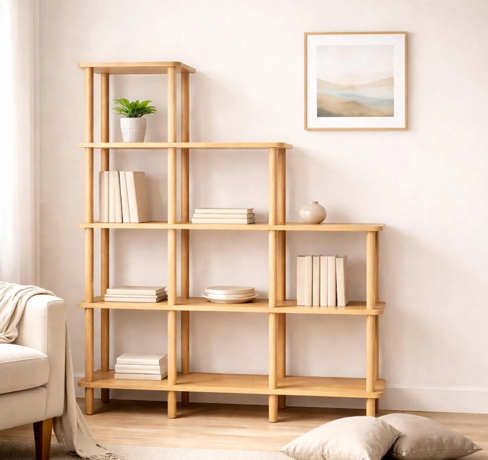 Solid Beech Wood Bookshelf . Freestanding Room Divider