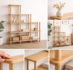 Solid Beech Wood Bookshelf . Freestanding Room Divider