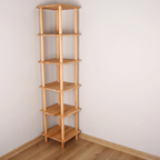 Solid Wood Corner Bookshelf, Narrow Bookcase, Corner Storage Unit, Small Space Shelf