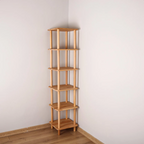 Solid Wood Corner Bookshelf, Narrow Bookcase, Corner Storage Unit, Small Space Shelf