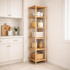 Solid Wood Corner Bookshelf, Narrow Bookcase, Corner Storage Unit, Small Space Shelf