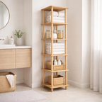 Solid Wood Corner Bookshelf, Narrow Bookcase, Corner Storage Unit, Small Space Shelf