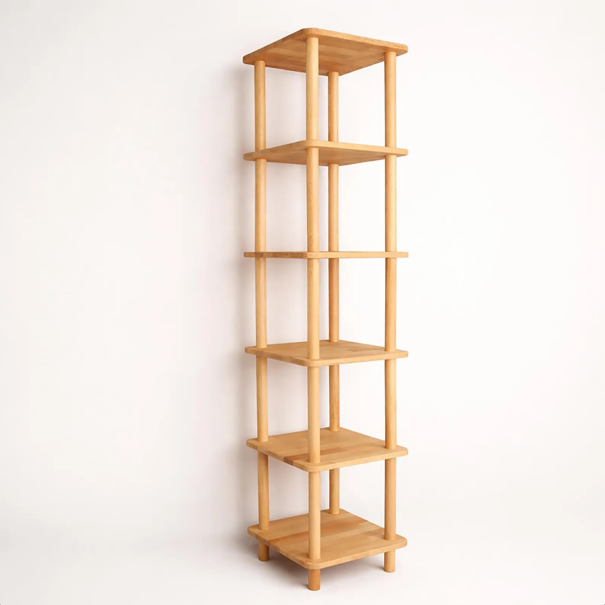 Solid Wood Corner Bookshelf, Narrow Bookcase, Corner Storage Unit, Small Space Shelf