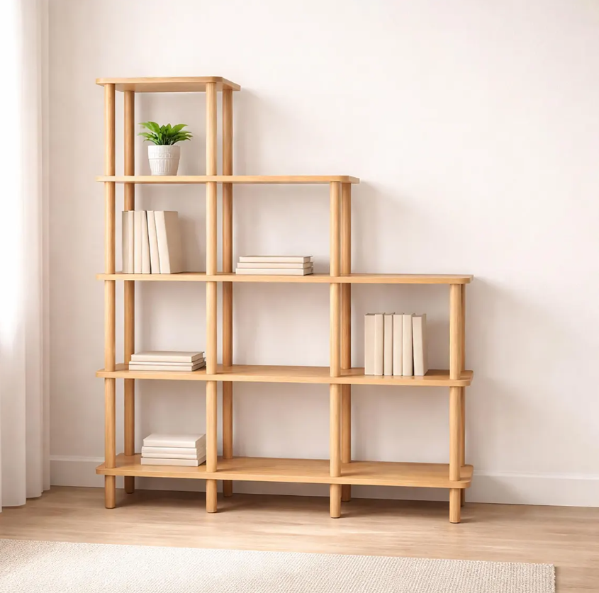 Solid Beech Wood Bookshelf . Freestanding Room Divider