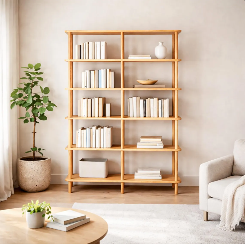 Solid Wood Bookshelf . Designer Room Divider