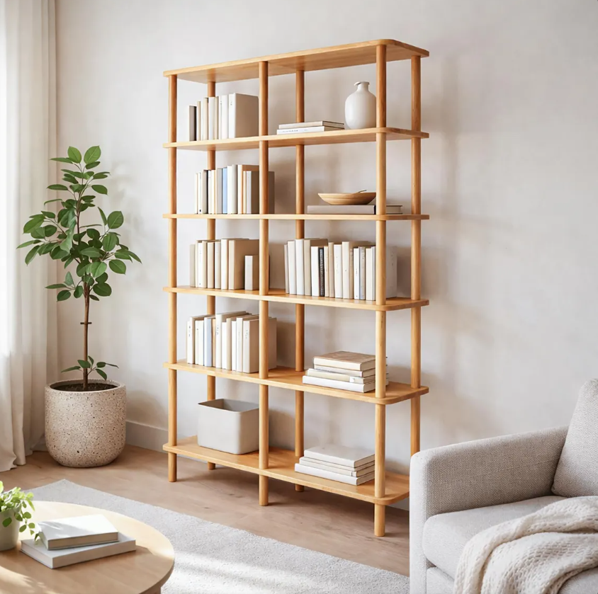 Solid Wood Bookshelf . Designer Room Divider