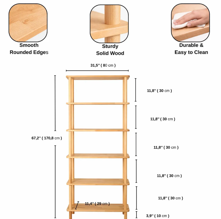 Solid Wood Bookshelf . Designer Room Divider
