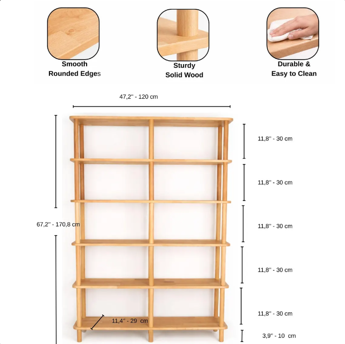 Solid Wood Bookshelf . Designer Room Divider
