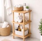 Solid Wood Nightstand Plant Stand & Small Bookshelf – Minimalist Side Table with Shelves