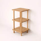 Solid Wood Nightstand Plant Stand & Small Bookshelf – Minimalist Side Table with Shelves