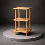 Solid Wood Nightstand Plant Stand & Small Bookshelf – Minimalist Side Table with Shelves