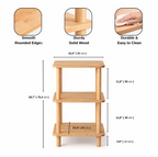 Solid Wood Nightstand Plant Stand & Small Bookshelf – Minimalist Side Table with Shelves