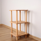 Solid Wood Nightstand Plant Stand & Small Bookshelf – Minimalist Side Table with Shelves