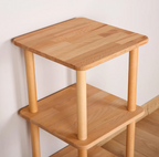 Solid Wood Nightstand Plant Stand & Small Bookshelf – Minimalist Side Table with Shelves